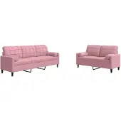 vidaXL 2-tlg. Sofagarnitur mit Kissen Rosa Samt