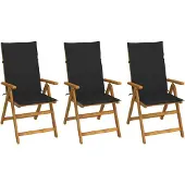 vidaXL Klappstühle 3 Stk. mit Auflagen Massivholz Akazie