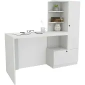 Dmora Schreibtisch Dniccola, Mehrzweckschreibtisch, Bürotisch für PC, Eckschreibtisch, 120x62h74 cm, Weiß