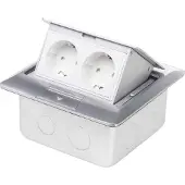LEDmaxx Boden-Einbausteckdose , 2-fach Steckdose, Alu, eckig