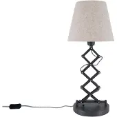 Näve Tischleuchten - Scherentischleuchte "ADRIENNE" H: 71cm natur, Tischlampe im Retro Style, aus Metall, Kunststoff und Textilmaterial in natur, 71 cm hoch, Ø 24,5 cm, E27-Fassung – Schnurschalter
