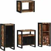 vidaXL Badezimmermöbel-Set 4 Stk. Mehrfarbig und Schwarz