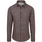 Desoto Langarmhemd "Jersey Casual Kent", Herren, Gr. 3XL, N-Gr, bunt (navy braun leaves), Jersey, Obermaterial: 100% Baumwolle, slim fit normal, 1-Knopf-Manschette, Hemden Langarmhemd
