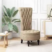 Markenlos Hellgrauer Schlafsessel aus Kunstwildleder, 56,5 x 70 x 110 cm, gepolsterter Slipperstuhl mit hoher Rückenlehne und Armlehne für Wohnzimmer, Schlafzimmer, Büro und Lounge