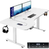 Casaria Höhenverstellbarer Schreibtisch 160x75 cm elektrisch mit Kopfhörerhalter Tassenhalter Modern Stehschreibtisch Büro Gaming Computer Tisch Weiß