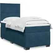 vidaXL Boxspringbett mit Matratze Blau 100x200 cm Samt