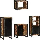vidaXL Badezimmermöbel-Set 4 Stk. Mehrfarbig und Schwarz