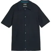 Scotch & Soda Toneontone Knitted Short Sleeve Shirt Navy Größe: L | Casual hemden Outlet | Herren | Blau