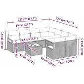 vidaXL Sofa Set 9 Stk. 8-Sitzanzahl Schwarz und Türkis Poly Rattan