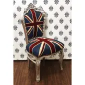 Casa Padrino Barock Esszimmer Stuhl Union Jack / Silber