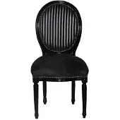 Casa Padrino Barock Esszimmer Stuhl Schwarz / Schwarz / Grau Streifen Mod2 / Rund
