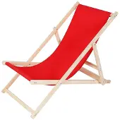 Feel2Home Sonnenliege Strandstuhl aus Holz klappbar ohne Armlehnen mit verstellbarer Rückenlehne, leicht, Länge 128,5 cm, Rot