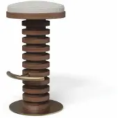 Casa Padrino Luxus Massivholz Barhocker Braun / Creme / Messing H. 75 cm -