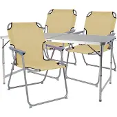 Mojawo 4tlg. Campingmöbel Set Alu wetterfest robust120x60x58/70cm Beige
