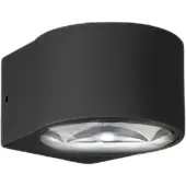 Zafferano Moderne LED-Wandleuchte mit Linse, IP65 für Außen/Innen, Gehäuse aus Aluminium-Druckguss in Dunkelgrau, 6W, 3000K, kompaktes und elegantes Design