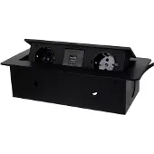 Izoxis Einbausteckdosenleiste - 2x Schuko-Steckdose - 2x USB-Anschlusse - schwarz - 190 cm