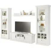 Furn.Design Wohnwand "Fiastra" weiß Pinie Landhaus Wohnkombination 4-teilig, Soft-Close