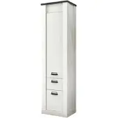 Furn.Design HOCHSCHRANK weiß Pinie, anthrazit Landhaus, Badschrank mit Soft-Close