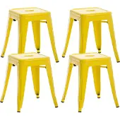 CLP 4er Set Sitzhocker Armin Aus Metall I Stapelbarer Hocker I Sitzhöhe Von 46 cm I Pflegeleichter Arbeitshocker, Farbe: gelb