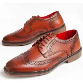 Purapiel Herren Schnürschuh Oxford Cabale aus Leder, Braun, wasserdicht, rutschfest, gepolstert, chromfrei