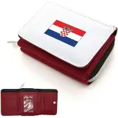 Markenlos Geldbörse mit Klappe und Kroatien-Flaggenmotiv, rot, Einheitsgröße