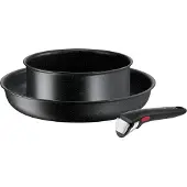 Tefal Ingenio Black Stone 3-teiliges Set L39993, Gemischtes Set, Schwarz, Aluminium, Mineral, Schwarz, Thermo-Punkt