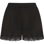 LASCANA Pyjamashorts , Damen, Gr. 32/34, N-Gr, blau (schwarz), Single Jersey, Obermaterial: 100% Viskose, unifarben, loose fit kurz, Hosen Pyjamashorts, mit Spitzenbesatz am Beinsaum