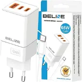 Beline Ladegerät 2x USB-C + 1x USB 65W + USB-C Kabel weiß/weiß PD 3.0 + QC 3.0 BLN3CW65C GaN
