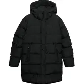 Superdry für Damen. W5012179A Gesteppte Sportjacke mit Kapuze, mittellang, schwarz (S), Lässig, Polyester