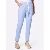 HEINE Schlupfhose "Jogg Pants Jogg Pants mit Kontrast-Kordel", Damen, Gr. 46, N-Gr, blau (eisblau), JerseySweatware, , Modisch, comfort fit, Hosen Schlupfhose