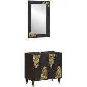 vidaXL Badezimmerschrank-Set 2 stk. Schwarz 62 x 33 x 58 cm