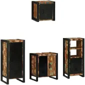 vidaXL Badezimmermöbel-Set 4 Stk. Mehrfarbig und Schwarz