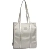 Gabor Shopper "Elfie", Damen, Gr. B/H/T: 30cm x 33cm x 9,5cm, silber (silberfarben), Lederimitat, clean, gepflegt, unifarben, Taschen Shopper, Damen Schultertasche mit einem Logo Rubber Patch
