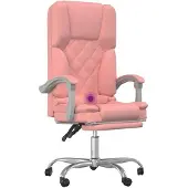 vidaXL Bürostuhl mit Massagefunktion Rosa Kunstleder