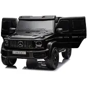 Es-toys Kinderfahrzeug – Elektro Auto „Mercedes G63 AMG“ – Lizenziert –2 Sitzer- 24V 200W, Allrad- 2,4Ghz, MP3+Ledersitz+EVA-Schwarz