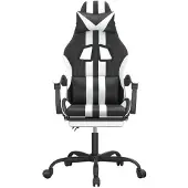 vidaXL Gaming-Stuhl mit Fußstütze Schwarz und Weiß Kunstleder