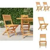 vidaXL Gartenstühle 2 Stk. Klappbar 47x62x90 cm Massivholz Teak - Gartenstühle