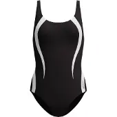 Speedo Badeanzug "QUANTUM CONTOUR 1PC BLK/WHT", Damen, Gr. 40, N-Gr, schwarz-weiß (blk, wht), Obermaterial: 78% Polyester, 22% Elasthan, Badeanzüge Badeanzug