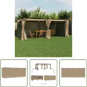 The Living Store Pavillon mit Vorhängen Taupe 6x3 m Stahl