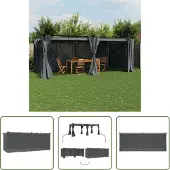 The Living Store Pavillon mit Vorhängen Anthrazit 6x3 m Stahl