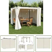 The Living Store Pavillon mit Vorhängen Creme 3x3 m Stahl