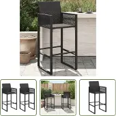 The Living Store Garten-Barhocker 2 Stk. Schwarz Poly Rattan