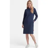 Salzhaut Midikleid "Knielanges Kleid (Midi) AFFLUERN", Damen, Gr. XS, EURO, blau (navy), Obermaterial: 95% Baumwolle CO (CMIA). 5% Elasthan EL., Kleider Midikleid