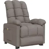 Syfax Massagesessel Taupe Stoff, manuelle Liegefunktion, 6-Punkt-Vibrationsmassage, 74x99x102 cm (BxTxH)