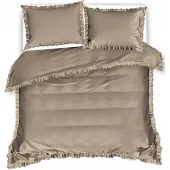 Cotton World Baumwolle World Bettwäsche mit Rüschen Cappuccino 200x220 cm