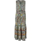 Bonprix Maxikleid eleganter Stil, aus Viskose, Loose Fit, ärmellos, mit Bordürendruck