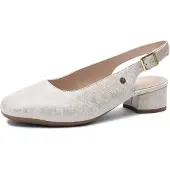 MACIEJKA Slingback-Pumps aus beige-goldenem Echtleder, 4 cm Absatz, verstellbarer Riemen