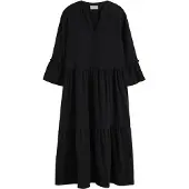 Bonprix Maxikleid , Damen, Gr. 34, N-Gr, schwarz (länge: regulär), Obermaterial: 100% Baumwolle, oversize, Kleider Maxikleid, für Frühjahr und Sommer, aus reiner Baumwolle, Oversize-Fit