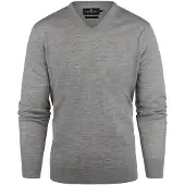 Steppin' Out Pullover V-Ausschnitt Merinowolle Melange Grau