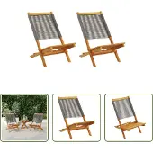The Living Store Gartenstühle 2 Stk. Grau Massivholz Akazie und Polypropylen